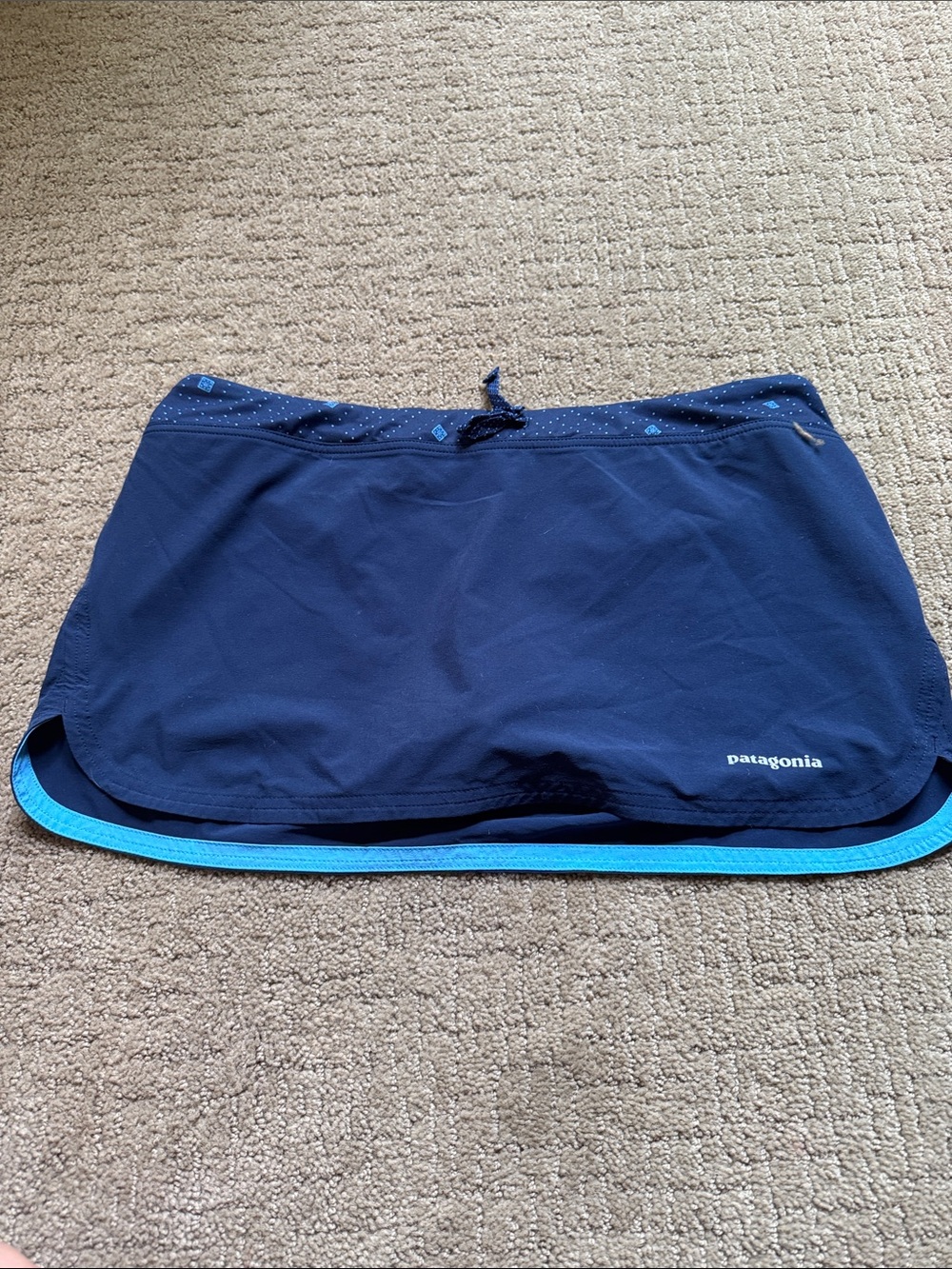 Patagonia Navy Blue Athletic Skort with Light Blue Trim